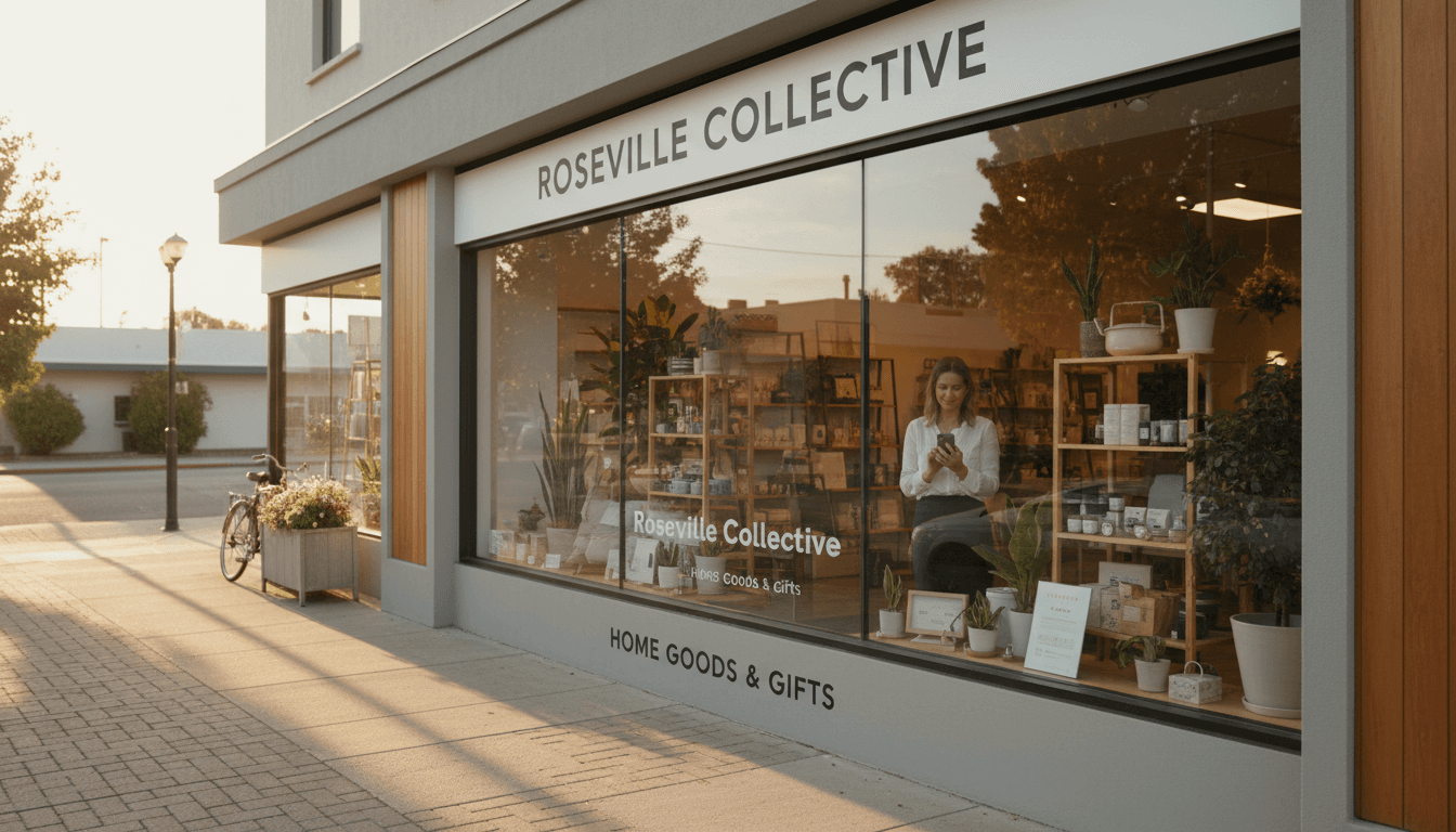 Local business owner checking online presence